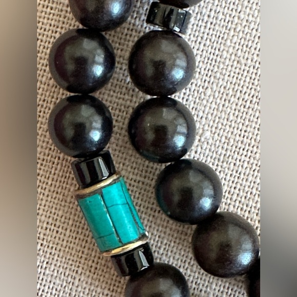 24 inch Tibetan Brass Inlaid bead necklace NWOT - Picture 6 of 13